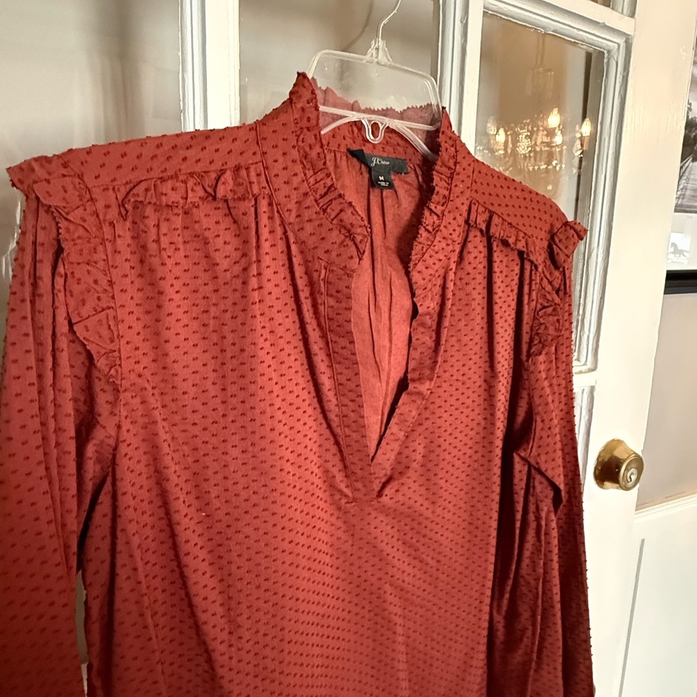J. Crew Brown Ruffled Blouse - Picture 3 of 11